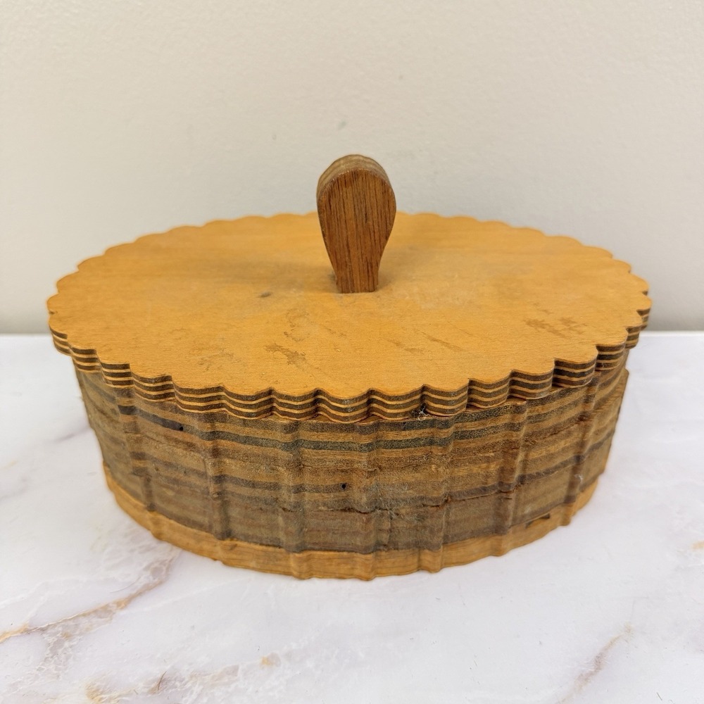 Norwegian Scandinavian Tine Box Carved Wood Folk Art Cottagecore Keepsake Decor